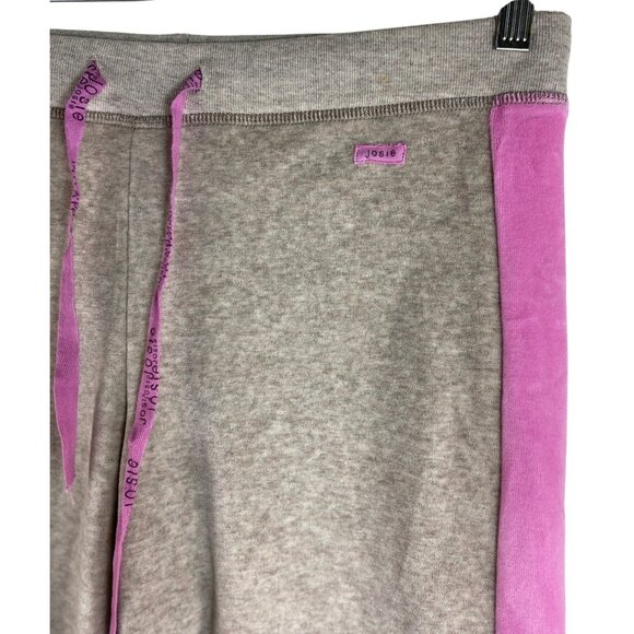 Natori Sport Small Lounge Velour Pants Grey Pink Athleisure Stretch Casual Y2K - Picture 4 of 8